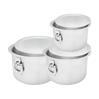 Nadstar Aluminium Sufuria 3pcs with Lid & Handle 50L 55L 65L Cookware Set Tope Cooking Pot for Commercial Use - Gauge 8 Kitchen Heavy Duty Tapela