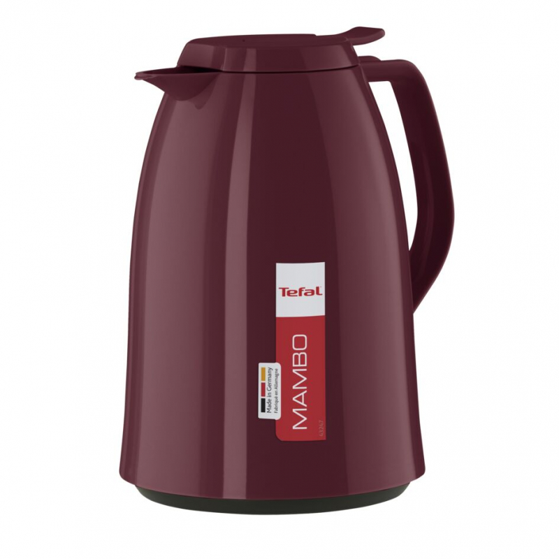 Tefal Mambo Jug Red 1 Liter Insulated Thermos Vacuum Flask Plastic-Polypropylenex (Pp) Glass Liner K3039112