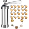 Cookie Press with Nozzles & Decorating Plates 20 Different Types of Jalies Murukku Maker/Bhujiya Maker/Cookies/Namkeen/Noodles/Chakali Maker/Sev Maker/Farsan Maker/Gathiya Maker
