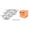 Nadstar Wok Karai Set 3Pcs Set With Lid & Handle Metal Finish Wok Jumbo Round WJ31/36