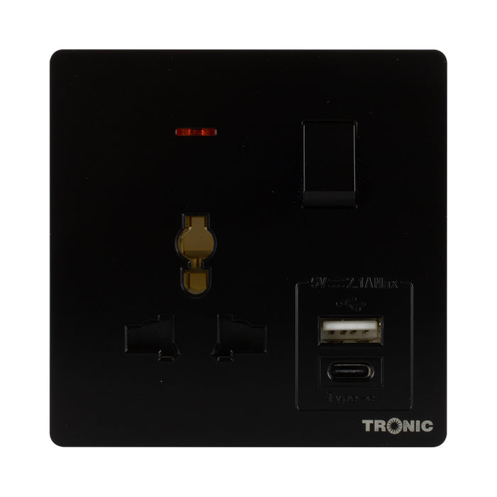 Tronic Universal Single Switch Socket With Usb + Type C 1 Tronic Universal Single Switch Socket With Usb + Type C