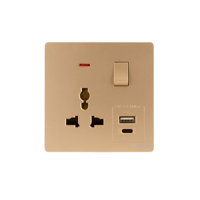 Tronic Universal Single Switch Socket With Usb + Type C 2 Tronic Universal Single Switch Socket With Usb + Type C