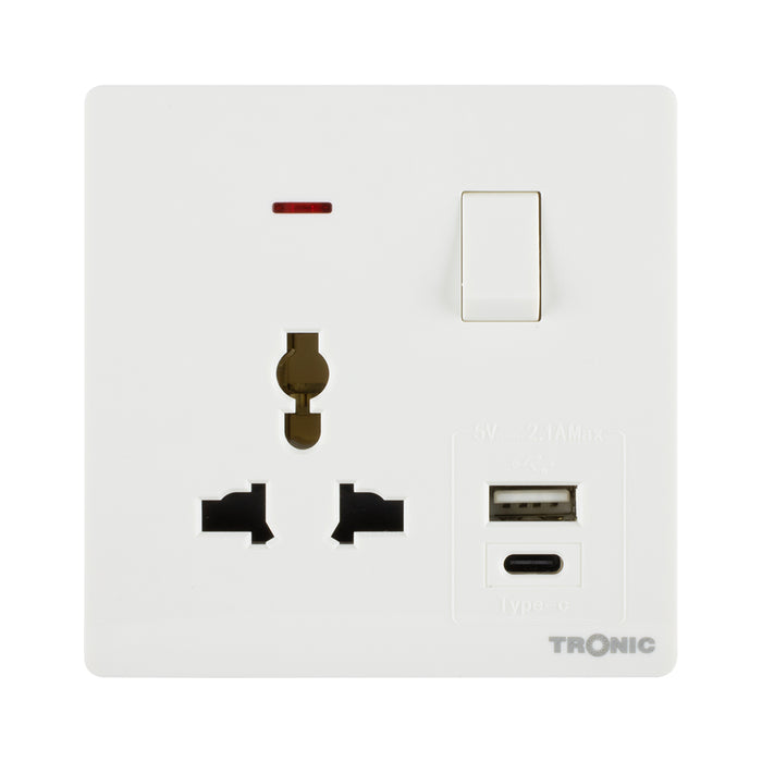 Tronic Universal Single Switch Socket With Usb + Type C 4 Tronic Universal Single Switch Socket With Usb + Type C