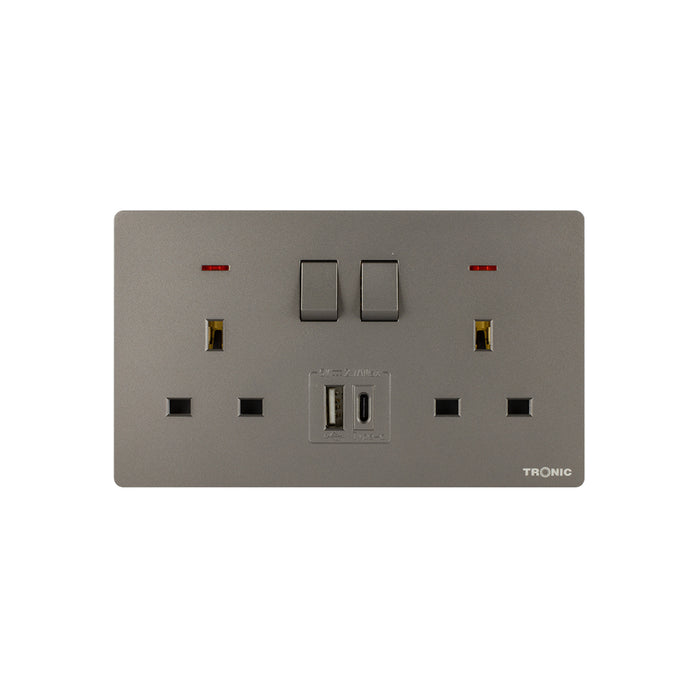 Tronic Twin Switch Socket With Usb + Type C 3 Tronic Twin Switch Socket With Usb + Type C