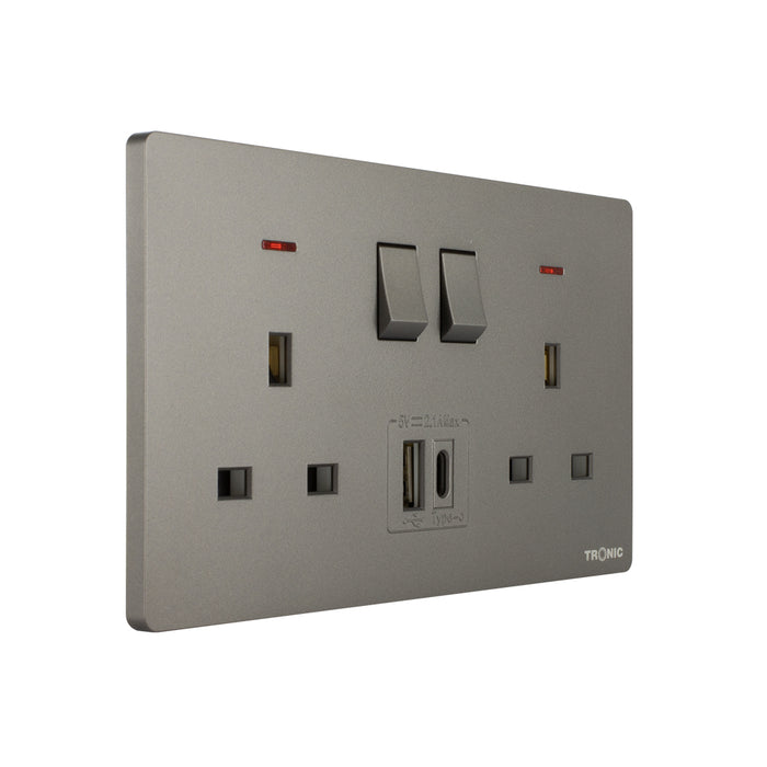 Tronic Twin Switch Socket With Usb + Type C 9 Tronic Twin Switch Socket With Usb + Type C