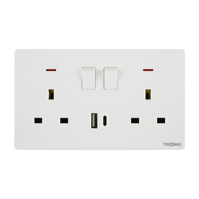 Tronic Twin Switch Socket With Usb + Type C 4 Tronic Twin Switch Socket With Usb + Type C