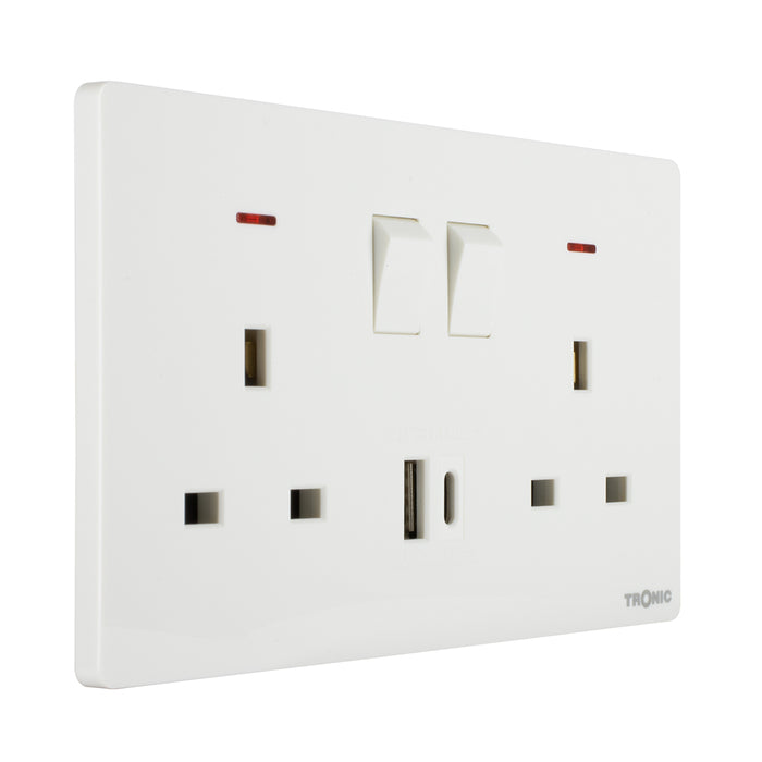 Tronic Twin Switch Socket With Usb + Type C 5 Tronic Twin Switch Socket With Usb + Type C