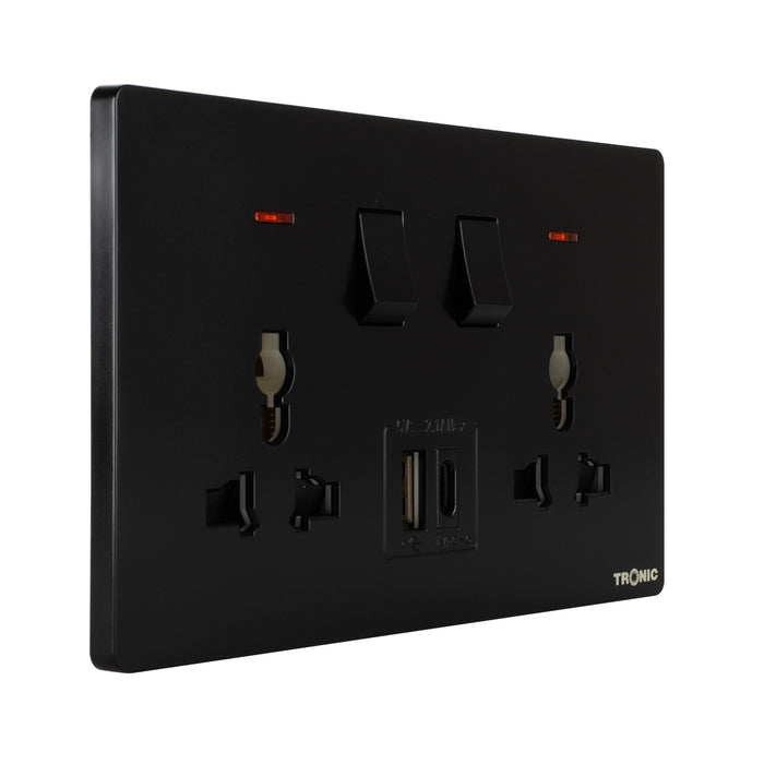 Tronic Universal Switch Socket Twin With Usb + Type C 7 Tronic Universal Switch Socket Twin With Usb + Type C