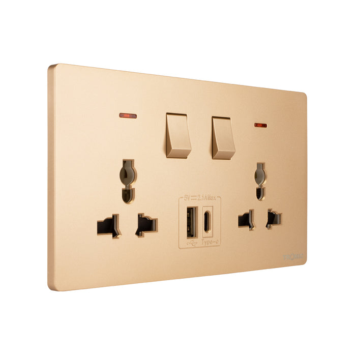Tronic Universal Switch Socket Twin With Usb + Type C 10 Tronic Universal Switch Socket Twin With Usb + Type C
