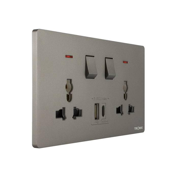 Tronic Universal Switch Socket Twin With Usb + Type C 9 Tronic Universal Switch Socket Twin With Usb + Type C