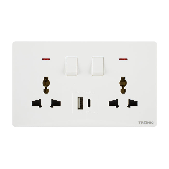 Tronic Universal Switch Socket Twin With Usb + Type C 4 Tronic Universal Switch Socket Twin With Usb + Type C