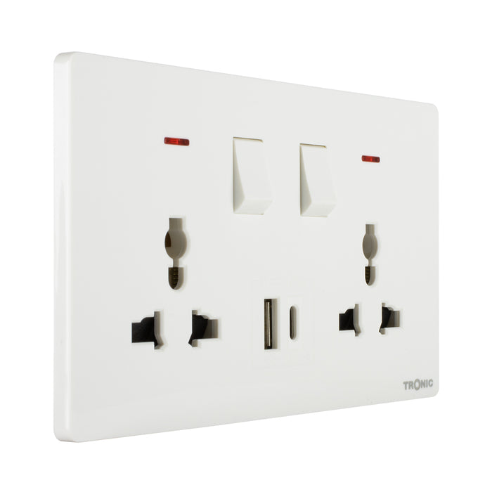 Tronic Universal Switch Socket Twin With Usb + Type C 5 Tronic Universal Switch Socket Twin With Usb + Type C