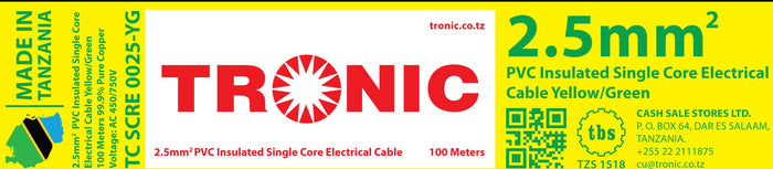 Tronic 2.5 Mm Single Core Cable 3 Tronic 2.5 Mm Single Core Cable