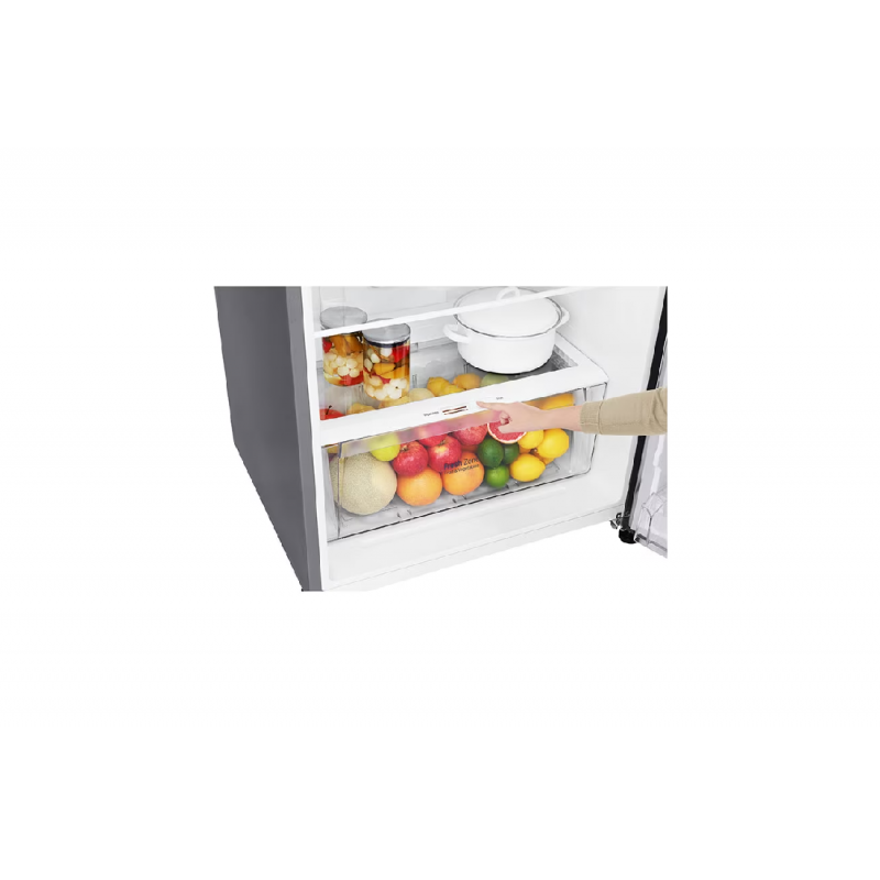 Lg Refrigerator 438L Double Door Top Freezer Linear Cooling, Door Cooling, Fresh 0 Zone, Smart Inverter Linear Compressor, Hygiene Fresh, Smart Thinq, Platinum Silver Gl-T652Hlcm
