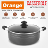 Orange Cook & Serve Non-Stick Casserole 24cm 3.8L with Glass Lid ONSC036