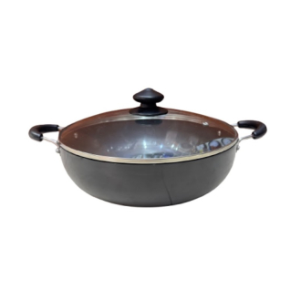 Orange Hard Anodized Deep Kadai No16 5.5L with Glass Lid OHAC108