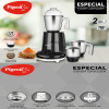 Pigeon Blender 1.5L Big Jar 1L Medium Jar 0.4L Chutney Jar Mixer Grinder Especial 3 Steel Jars 750w Sap 14075 Stainless Steel Blades For Tough Grinding Heavy Duty Motor Unbreakable Polycarbonate Lid For Convenient Grinding