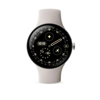 Google Pixel Watch 4 LTE 45mm - Polished Silver Aluminum with Porcelain Active Band