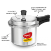 Pigeon Pressure Cooker 10l Deluxe Outer Lid Aluminium Sap 105 - Ergonomic Sturdy Handle Thermal Efficiency Special Alloy Safety Plug