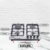 Nikai Gas Cooker 4 Burner Steel Built In Hob 50X45X25 NGH3005N Stainless Steel Auto Pulse Ignition System Heavy Cast Iron Pan Support Straight Flame