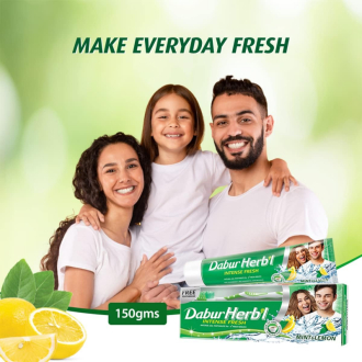 Dabur Herbal Toothpaste 150g with Brush Green Gel - Set of 3 Pcs