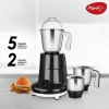 Pigeon Blender 1.5L Big Jar 1L Medium Jar 0.4L Chutney Jar Mixer Grinder Especial 3 Steel Jars 750w Sap 14075 Stainless Steel Blades For Tough Grinding Heavy Duty Motor Unbreakable Polycarbonate Lid For Convenient Grinding
