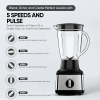 Nikai Blender 1.5l Plastic Jug with Dry Grinder 500w Nb3900geb, St Steel Blades, Multifunctional Grinder, Glass & Plastic Jugs, 5 Speeds + Pulse, Perfect for Dry & Wet Fine Grinding, Mixing & Juicing