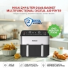 Nikai Airfryer 4lx2 Digital Double Decker 2460w NAF282dX Detachable Frying Control Basket Digital Screen With Separate Temperature Settings