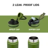 Pigeon Rush Thermos Flask 1000ml Green – Stainless Steel Sipper with Straw, Cleaner & Extra Cap Sap 16262
