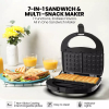 Nikai Sandwich Toaster 4 Slice 7 In 1 Sandwich, Grill, Donut, Waffle, Cup Cake, Nutty, Conemaker 750W NGT727D Non Stick Cooking Plate Cool Touch Housing Detachable Plates With Light Indicator