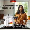 Pigeon Pressure Cooker 7.5l Deluxe Outer Lid Aluminium Sap 104 - Ergonomic Sturdy Handle Thermal Efficiency Special Alloy Safety Plug