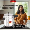 Pigeon Pressure Cooker 10l Deluxe Outer Lid Aluminium Sap 105 - Ergonomic Sturdy Handle Thermal Efficiency Special Alloy Safety Plug