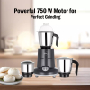 Pigeon Blender 1.5L Big Jar 1L Medium Jar 0.4L Chutney Jar Mixer Grinder Especial 3 Steel Jars 750w Sap 14075 Stainless Steel Blades For Tough Grinding Heavy Duty Motor Unbreakable Polycarbonate Lid For Convenient Grinding
