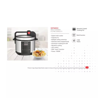 Nikai Pressure Cooker Electric 6L Digital Multi Functional Cooker 1300W NEP682DX Aluminum Cooking Pot With Non Stick Coating Stainless Steel Wraped Body With Warm Function
