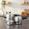 Pigeon Aluminium Pressure Cooker Set – 2L, 3L & 5L Outer Lid Durable Cookers for Fast Cooking SAP 12739