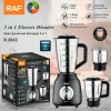 RAF Blender 1.5L Steel Jar, 1L Grinder, 0.8L Grinder, 350W, 3in1, 6 Blades, Strong Power, Fast Start, 2 Speed + Pulse Function R.2843