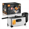 RAF Deep Fryer 2000W 3.5L Single Basket, 4 Ring Fever, Anti Scalding Design, Sectional Temperature Control, Stainless Steel R.5299