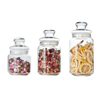 Luminarc Striped Glass Jar 0.5L with Lid, Transparent V9601