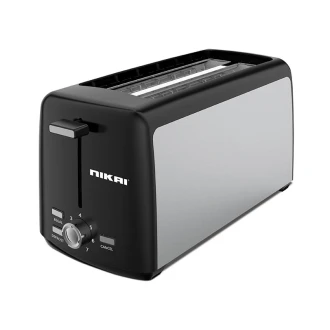 Nikai Toaster 4 Slice Browning Control 1400W NBT666S1 Cancel Defrost And Reheat Functons Movable Centre Grid Long Slots Cord Storage Function