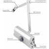 Generic Adjustable Overhead Fire Rated Door Closer - 45-75 kg Capacity, Easy Installation, Durable Aluminum Alloy for Commercial/Domestic Use.