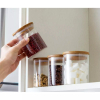 Generic Glass Jar Round with Wooden Lid 10x12cm – Elegant Storage Container for Kitchen & Home R1012(1-19)