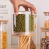 Generic Glass Jar Round with Wooden Lid 10x12cm – Elegant Storage Container for Kitchen & Home R1012(1-19)