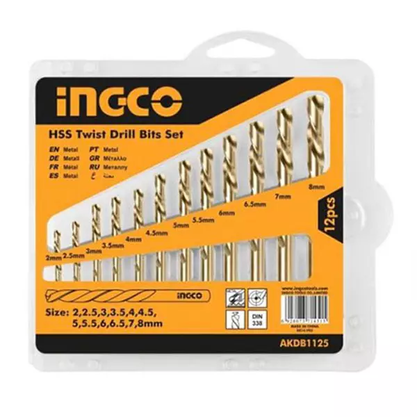 Ingco Hss Twist Drill Bits Set Pack Of 12 Akdb1125 1 Ingco Hss Twist Drill Bits Set Pack Of 12 Akdb1125