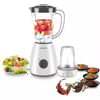 Kenwood Blender 2l Plastic Jug with Dry Grinder 400w Blp10.A0wh - 2 Plastic Jars Stainless Steel Blades Ice Crush Function 2 Speed With Pulse