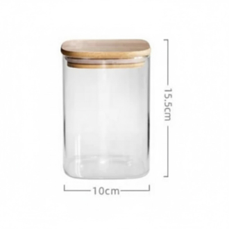 Generic Glass Jar Square with Wooden Lid 10x15cm – Elegant Storage Container for Kitchen & Home S1015(1-29)