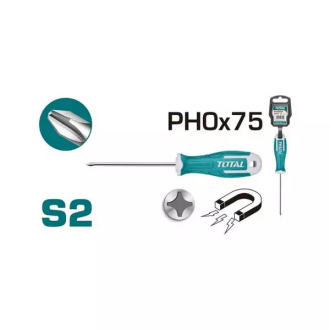 Total Phillips Screw Driver PH0 x 75mm THT26PH0075