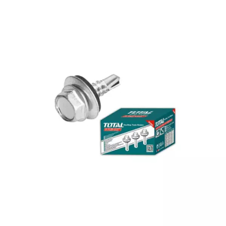 Total Self Drilling Hex Screw with Rubber Washer, Zinc Plated 14x1" (6.3x25mm) 300pcs THWHD1411