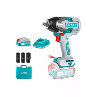 Total Cordless Impact Wrench 1/2" Lithium-ion 20V with Brushless Motor, Integrated LED Work Light, Battery & Charger TIWLI2085