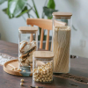 Generic Glass Jar Square with Wooden Lid 10x20cm – Elegant Storage Container for Kitchen & Home S1020(1-34)