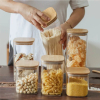 Generic Glass Jar Square with Wooden Lid 10x15cm – Elegant Storage Container for Kitchen & Home S1015(1-29)
